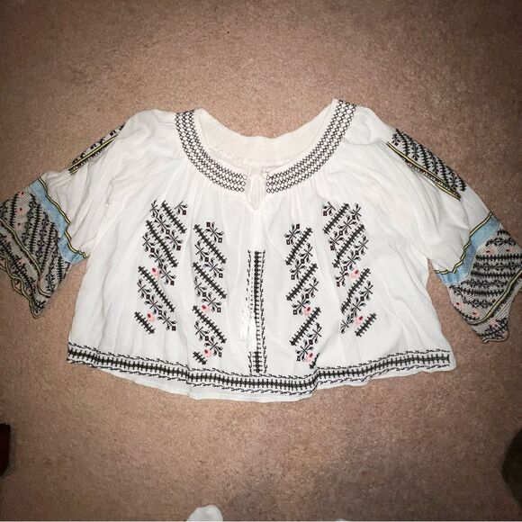 VINTAGE HAVANA Embroidered Peasant Top Size S - Picture 1 of 5